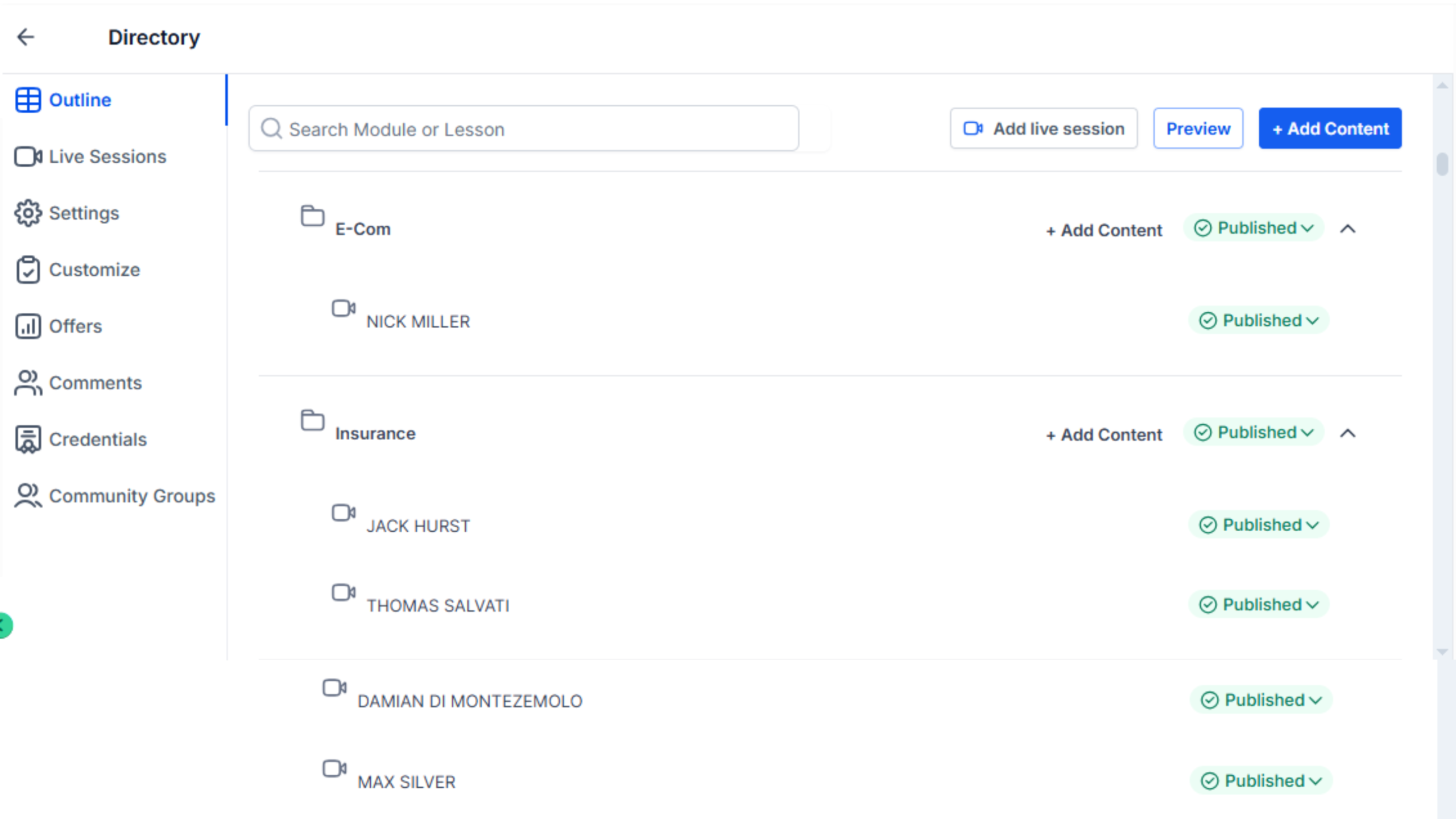 Course Platform Account