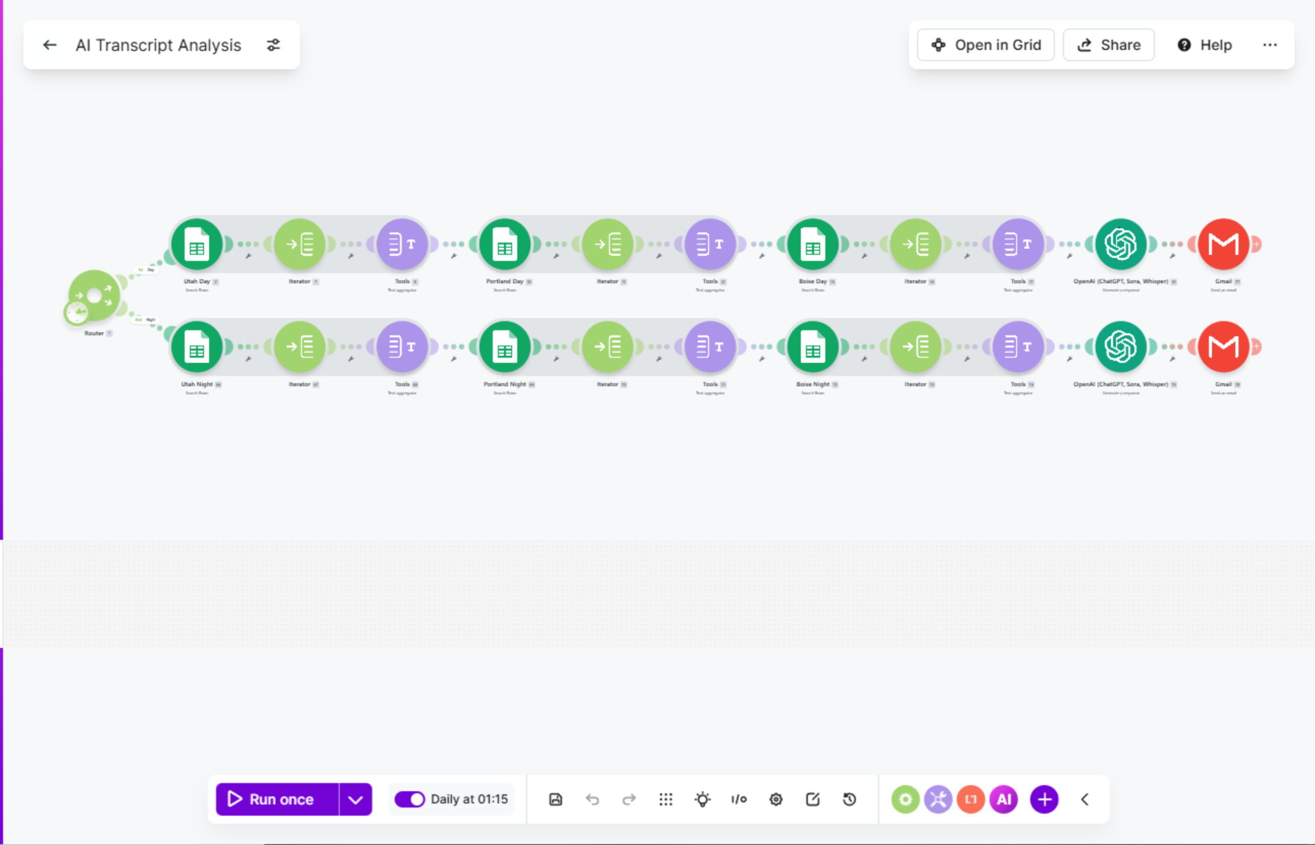 Make.com AI Transcript Analysis