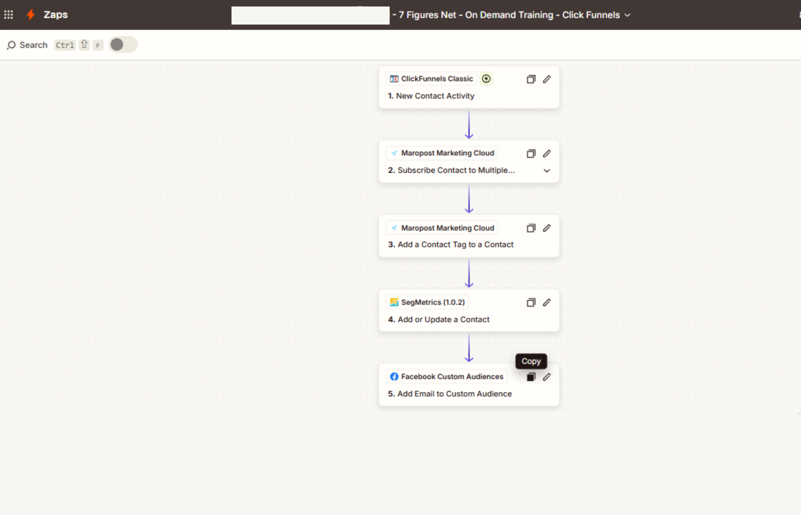 Zapier ClickFunnels to Maropost
